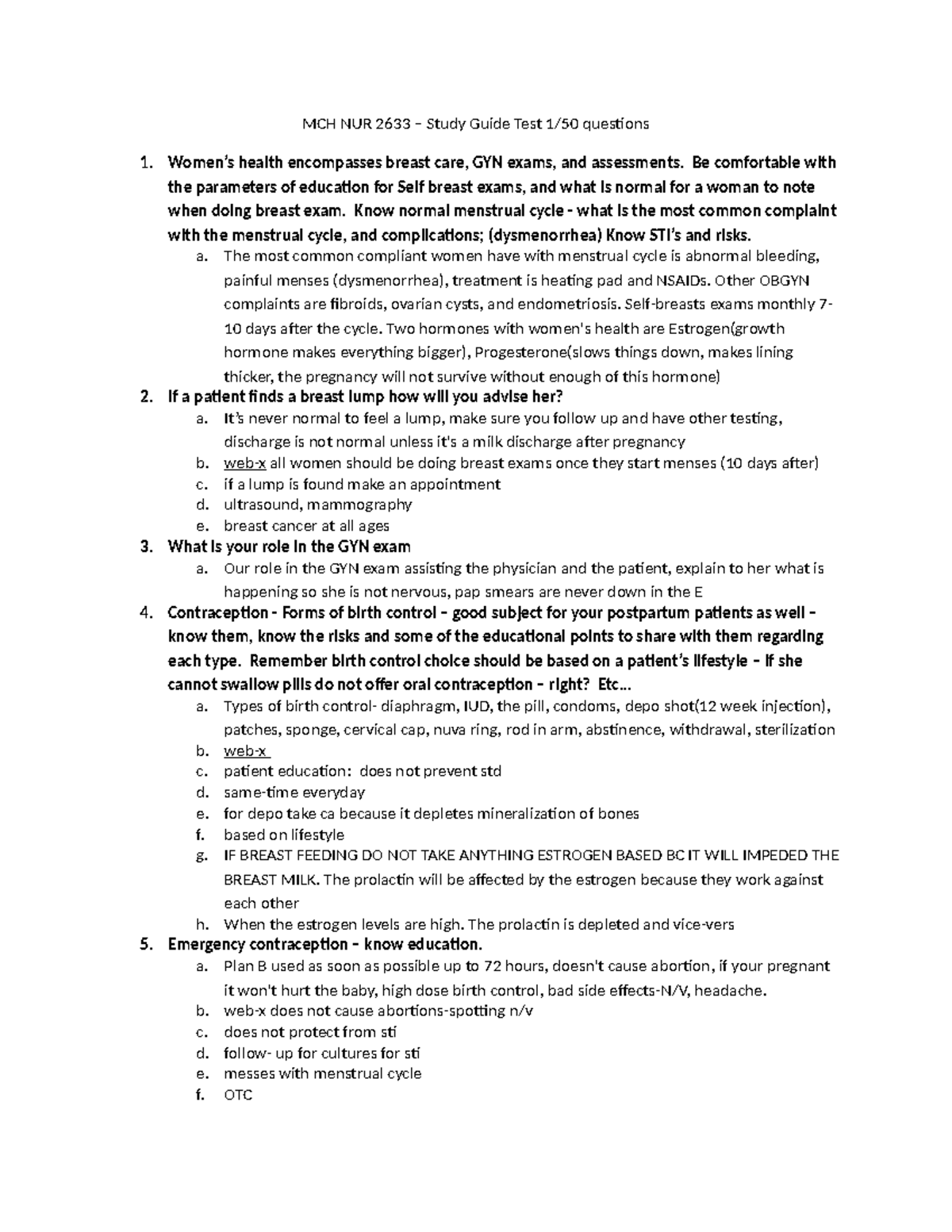 Maternal Child Exam 1 Study Guide - GEB 1011 - Studocu