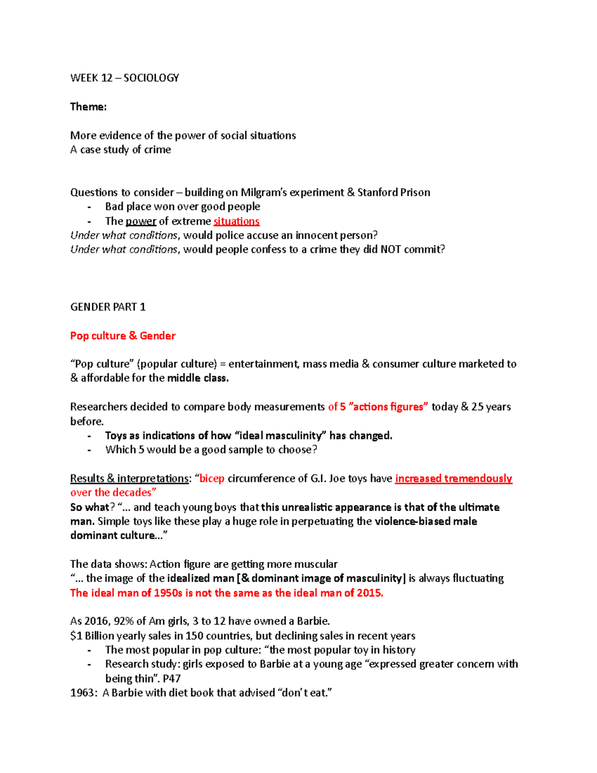 Chapter 12 socio - WEEK 12 – SOCIOLOGY Theme: More evidence of the ...