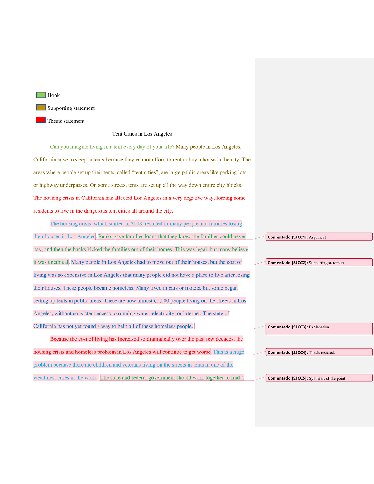 Expository Text Sample 2 - Hook Supporting statement Thesis statement ...