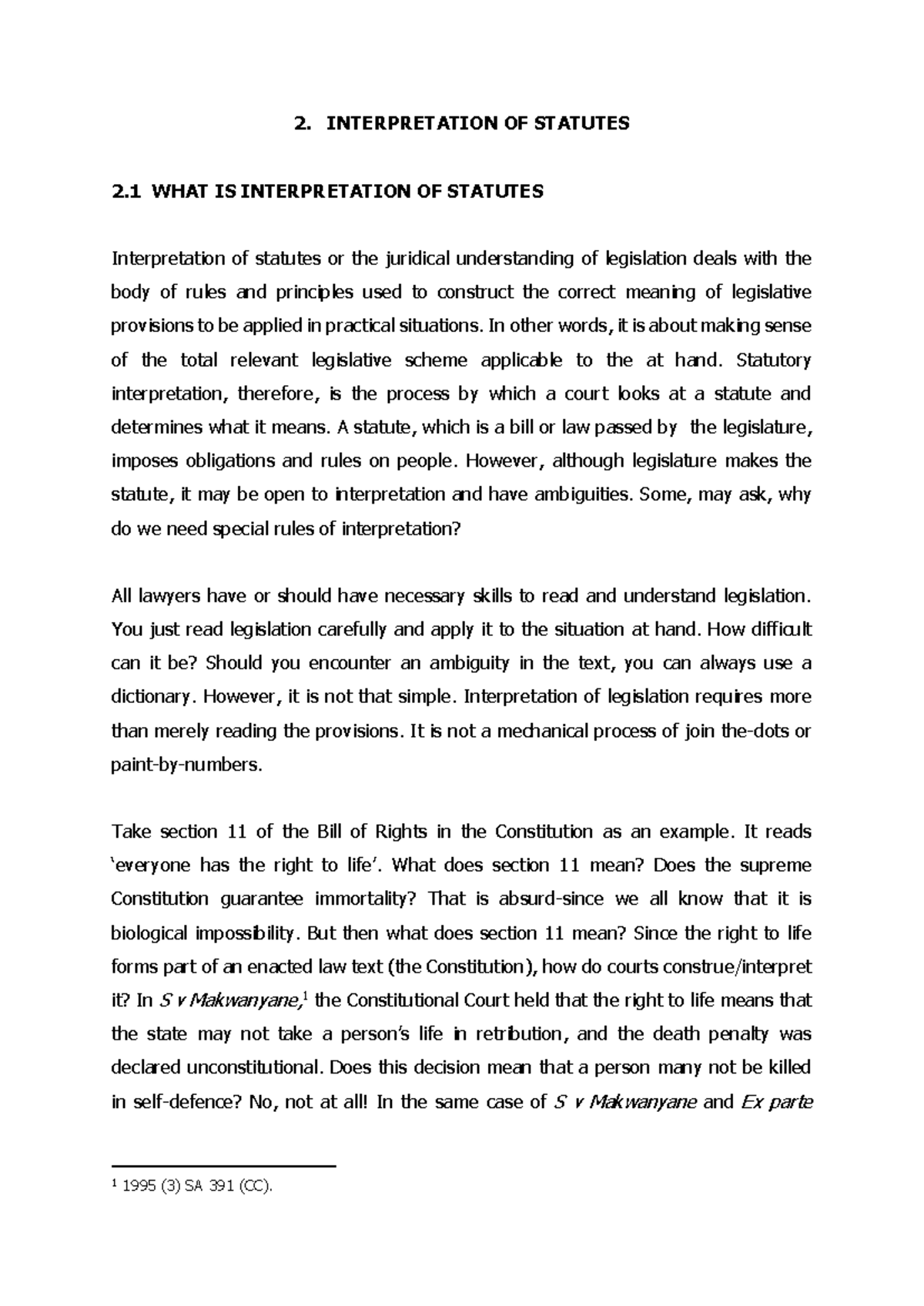 Chapter 2 Interpretation of Statutes 2. INTERPRETATION OF STATUTES 2