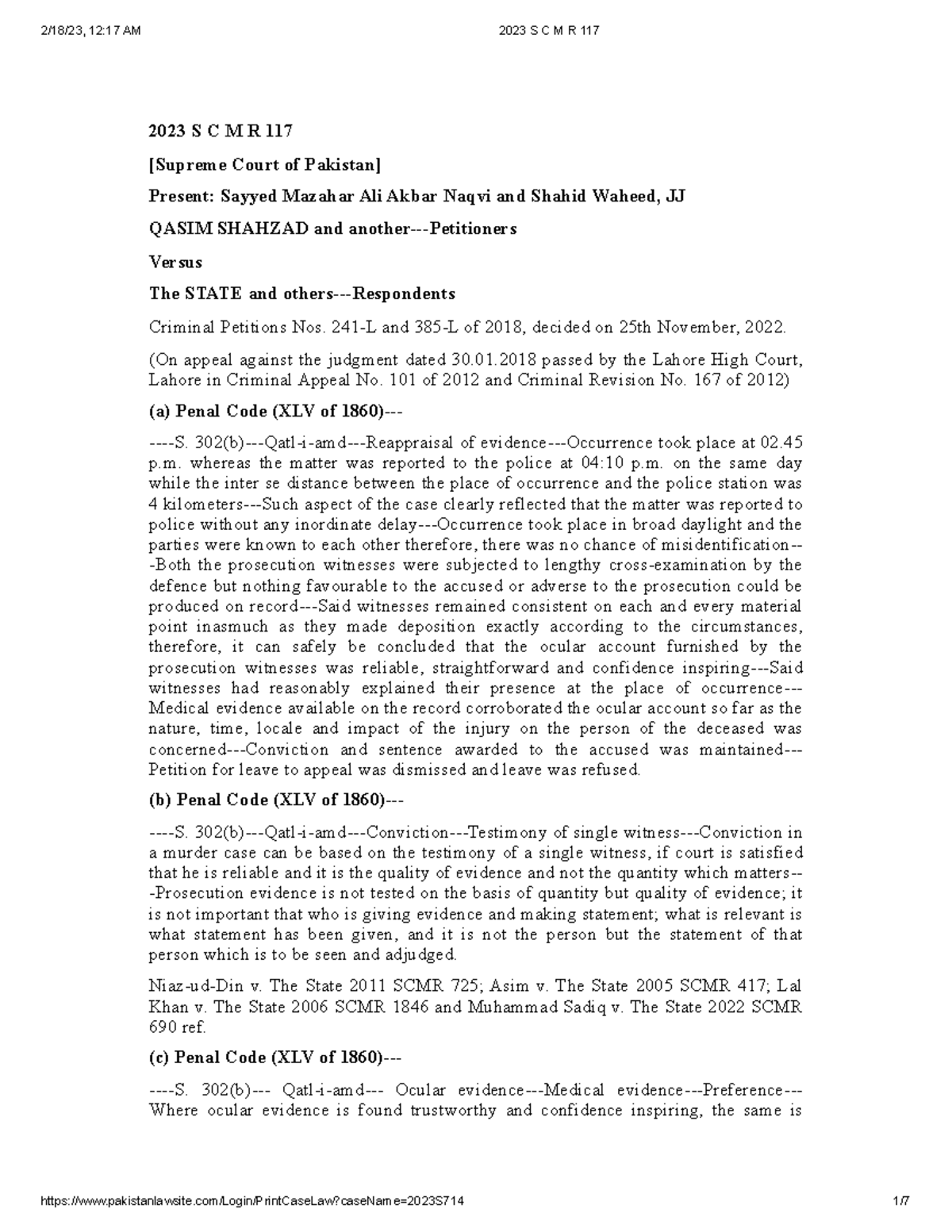 2023 SCMR 117 - Case Laws On The Judgements Of Supreme Court - 2023 S C ...