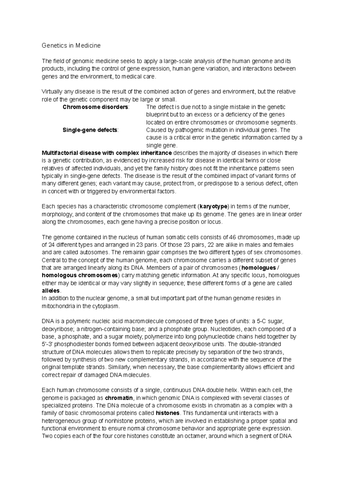 in Medicine Samenvatting leerstof deel 1 in