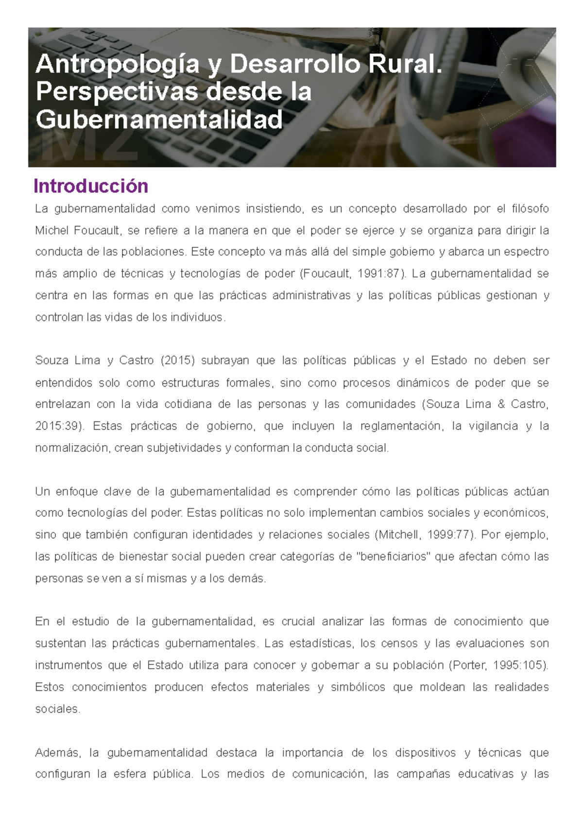 M2L4 - Material de estudio - Antropología y Desarrollo Rural ...
