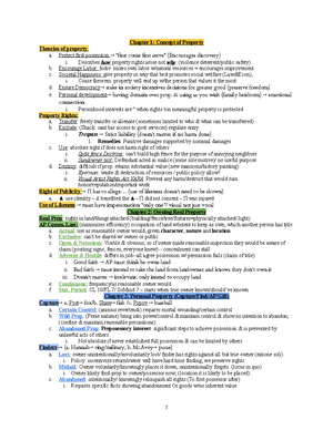 Property Checklist - Outline - Concept of Property: Trespass Private ...
