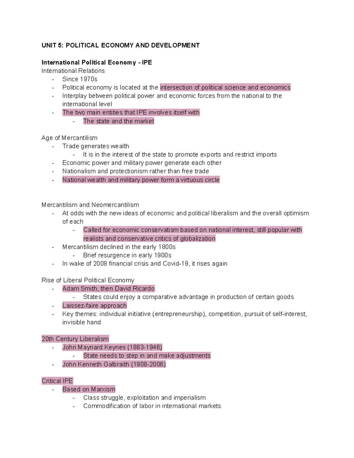 POLI SCI Final Review - UNIT 5: POLITICAL ECONOMY AND DEVELOPMENT ...