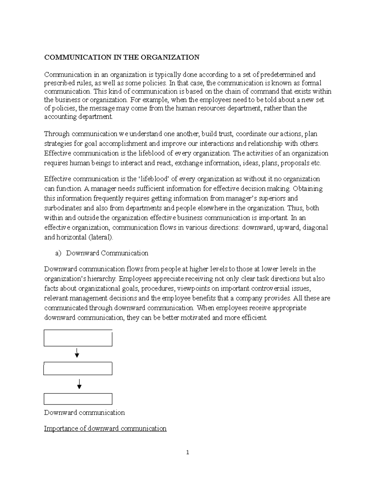 Communication IN THE Organization - COMMUNICATION IN THE ORGANIZATION ...