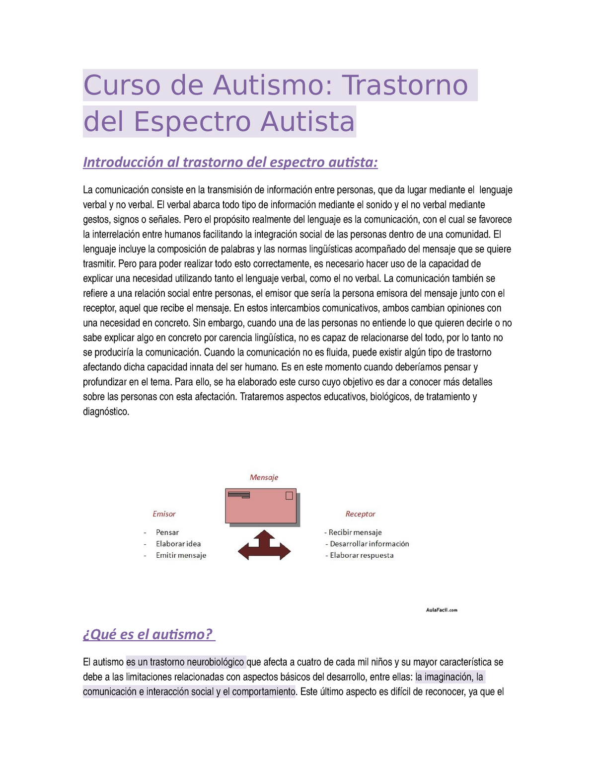 Curso De Autismo Y Pedagogia Curso De Autismo Trastorno Del Espectro Autista Introducción Al 