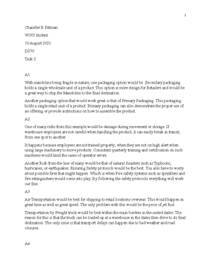 C234 task 2 task 2 essay - Pittman C234 1 Chandler R Pittman 15 Feb ...