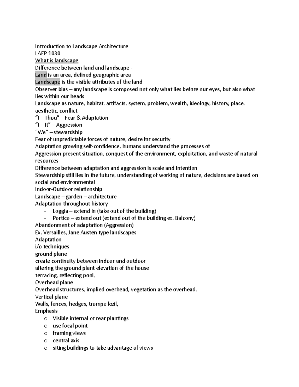 Introduction to Landscape Architecture Notes - Introduction to ...