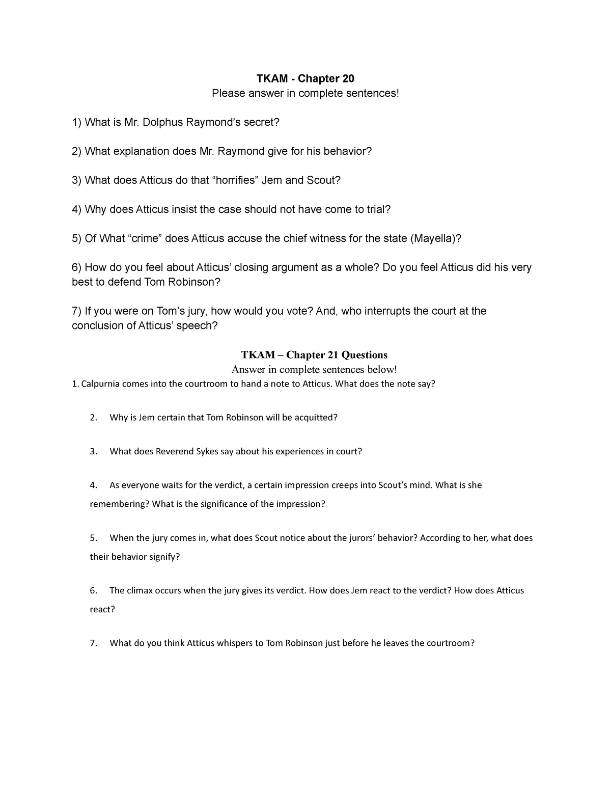 essay questions for tkam