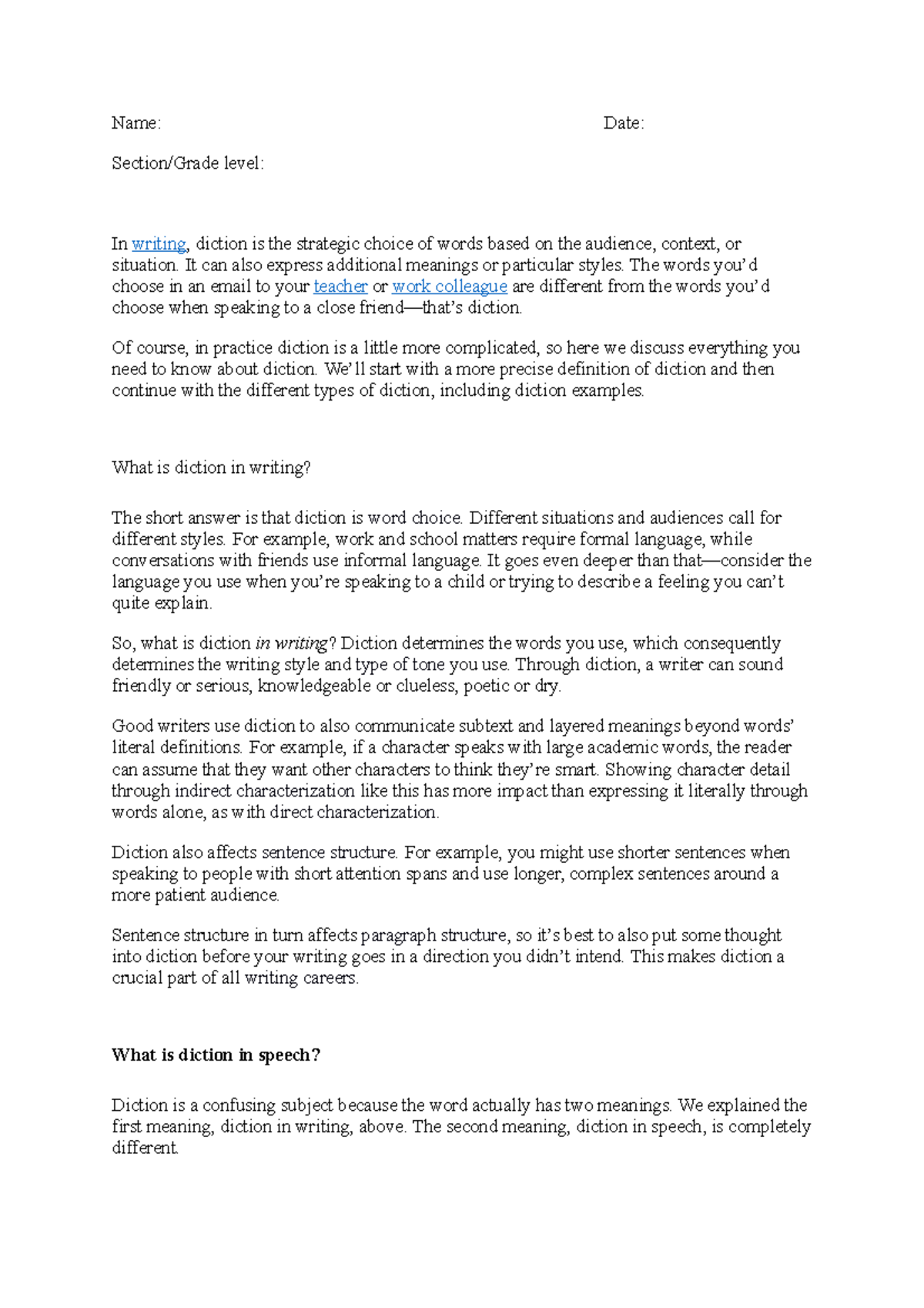 Creative writing module - Name: Date: Section/Grade level: In writing ...