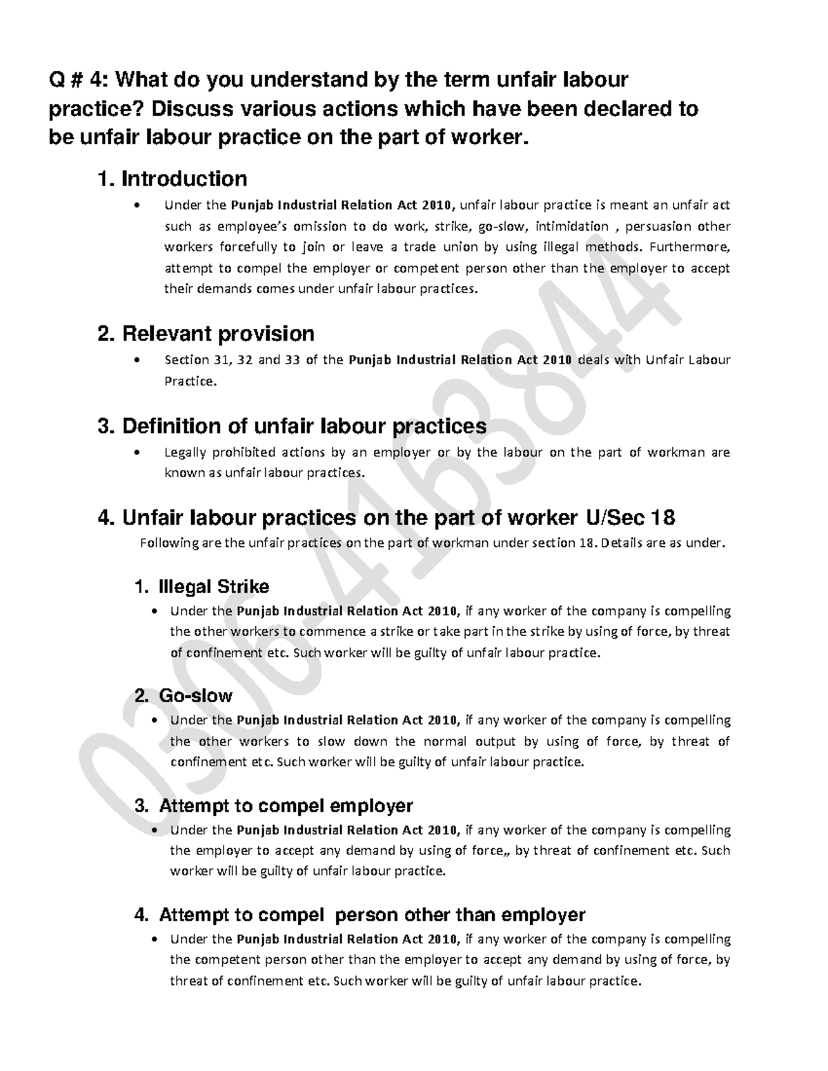 Labour-Laws4. Unfair labour practices - Q # 4: What do you understand ...