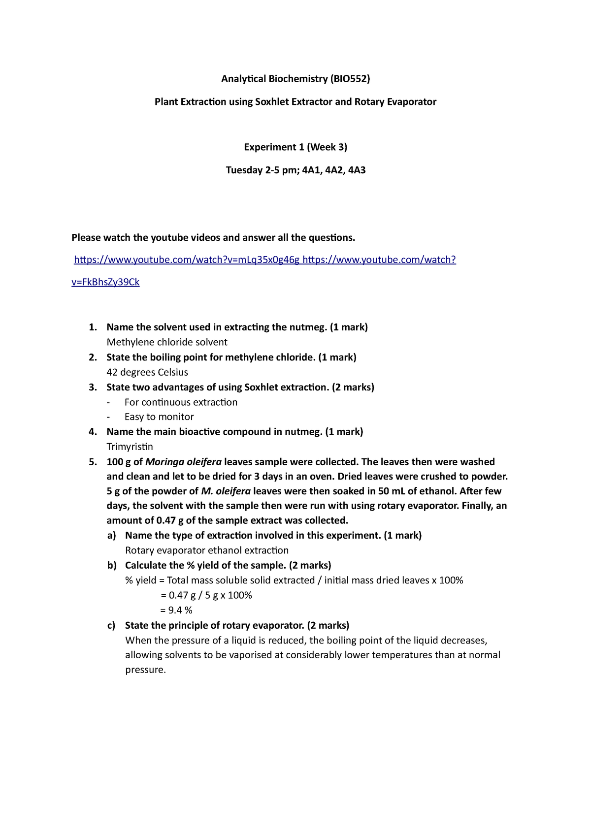 LAB 1 - ANALYTICAL BIOCHEMISTRY BIO552 LAB 1 - Analytical Biochemistry ...