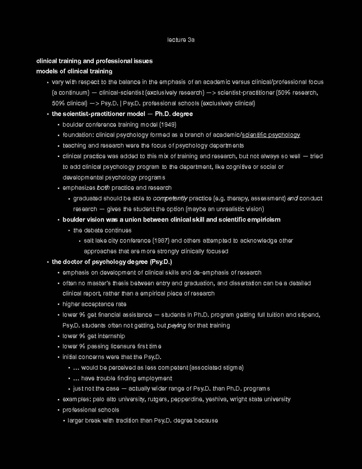 Lecture 3a, 3b, 3c - Dr. Ian H. Gotlib - lecture 3a clinical training ...