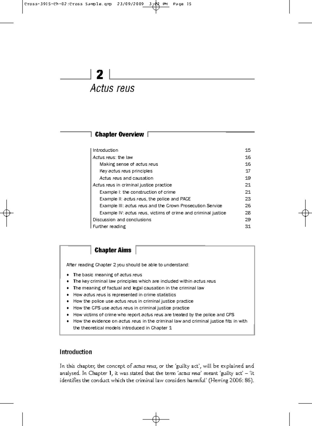 Actus reus - Notes - 2 Actus reus Introduction 15 Actus reus: the law ...