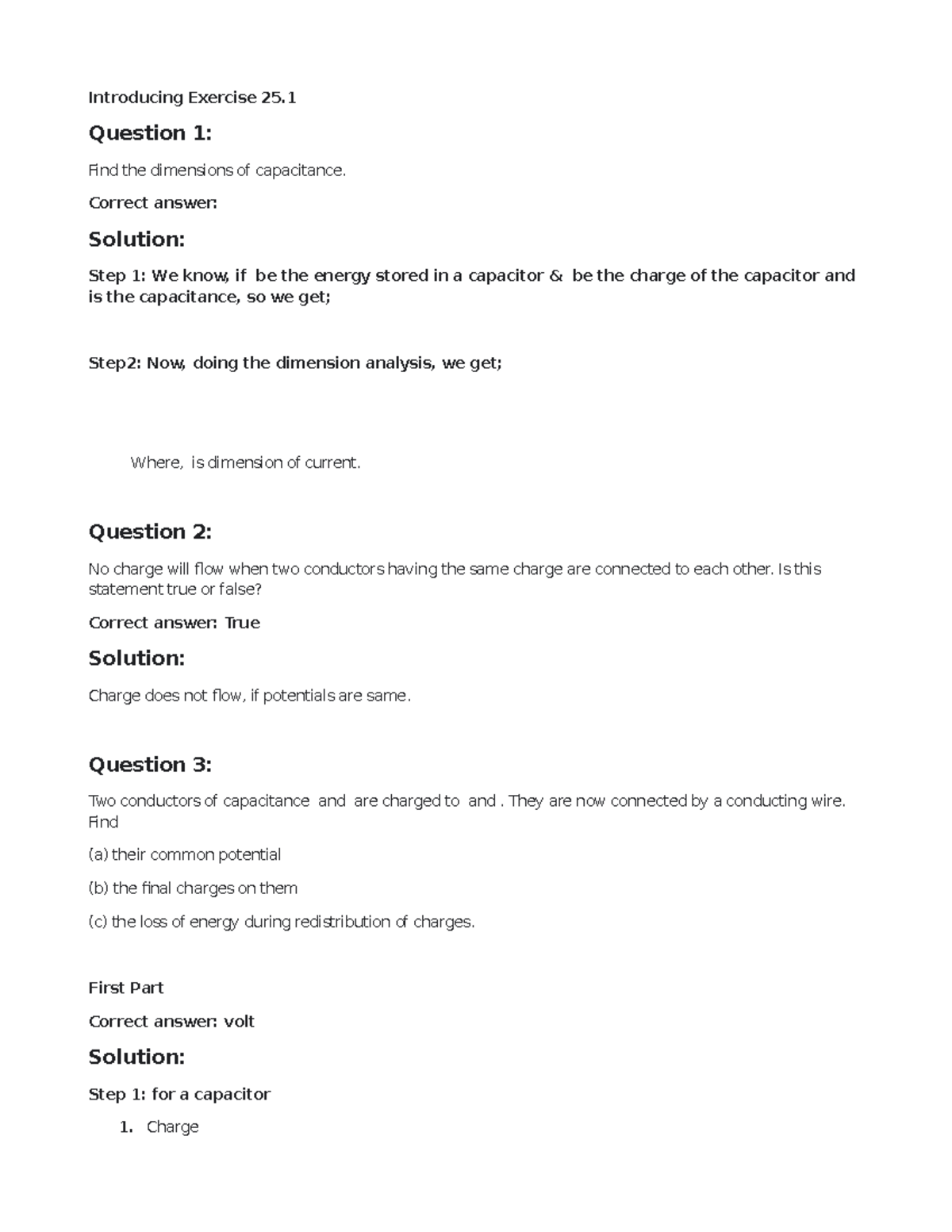 Dc pandey capacitor Introducing Exercise 25. Question 1 Find the