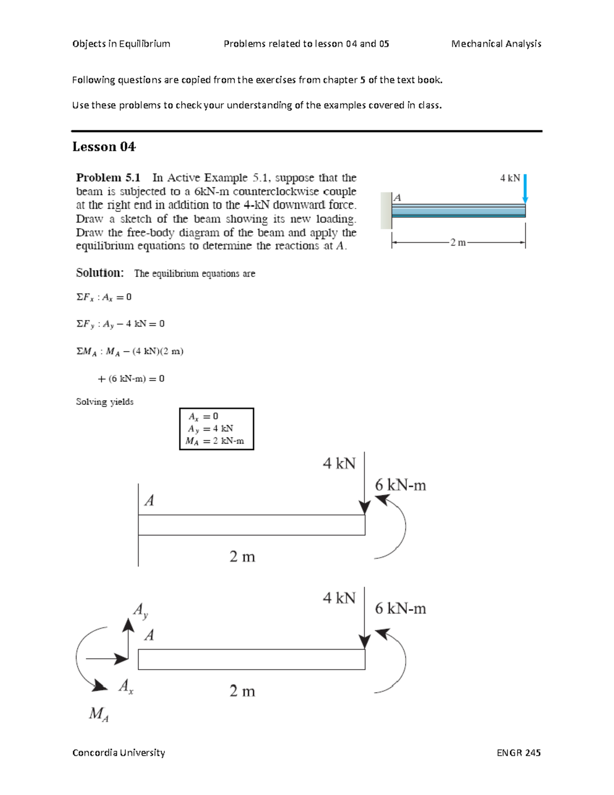 R3-Ch05-Objects in Equilibrium-W03 - Objects in Equilibrium Problems ...