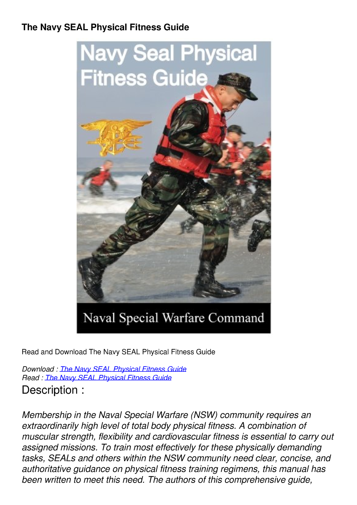 Pdf The Navy SEAL Physical Fitness Guide - Medicine - Studocu