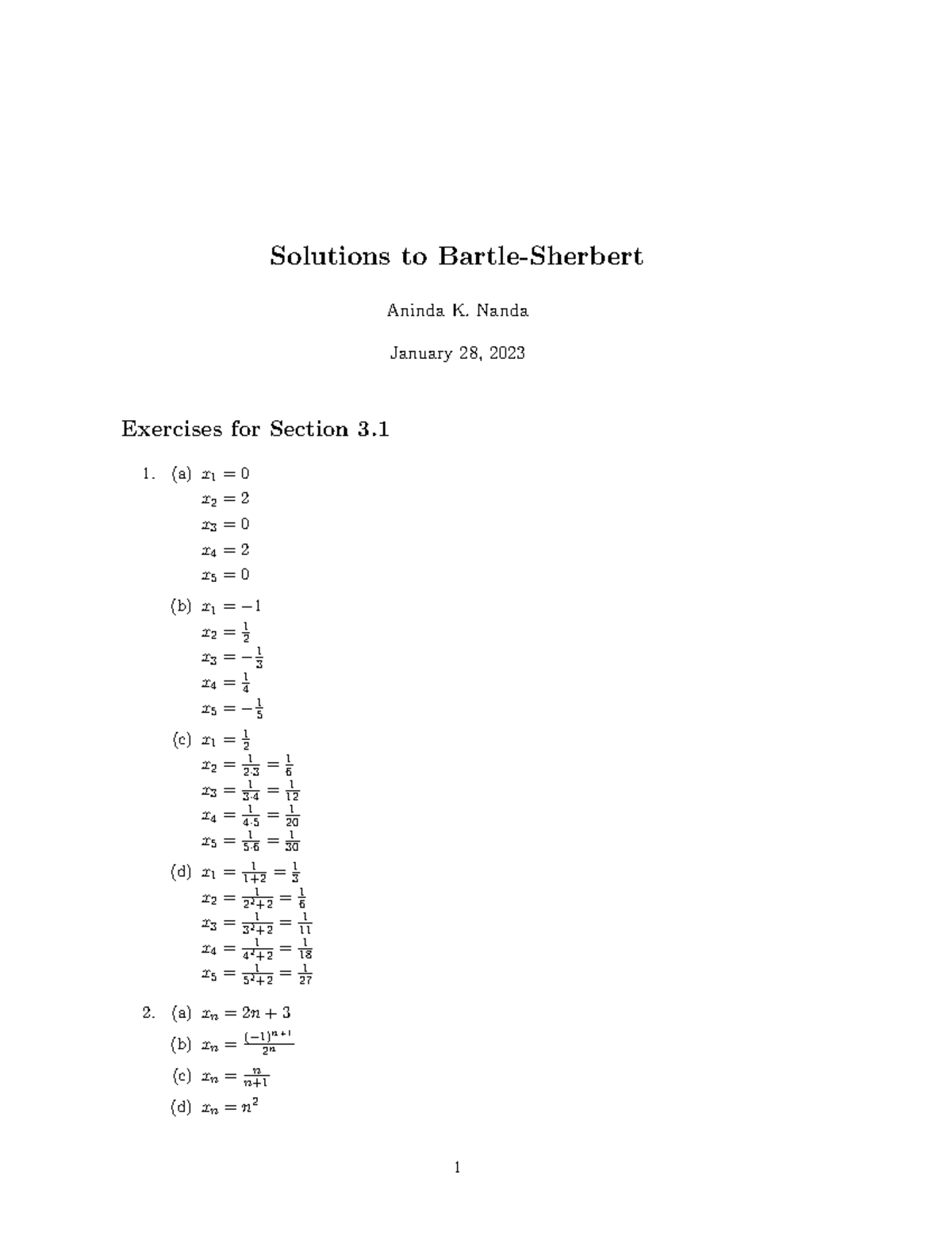 Ani Real Analysis - Solution Manual - Solutions To Bartle-Sherbert ...