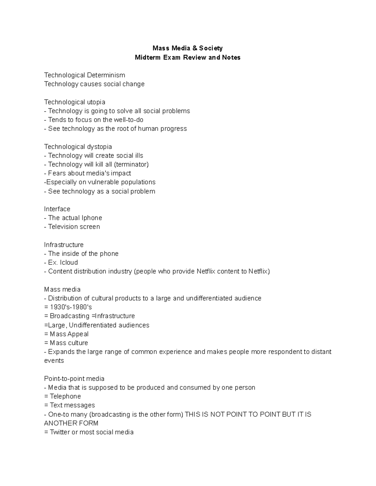 MBU 2520 Midterm - Mass Media & Society Midterm Exam Review and Notes ...