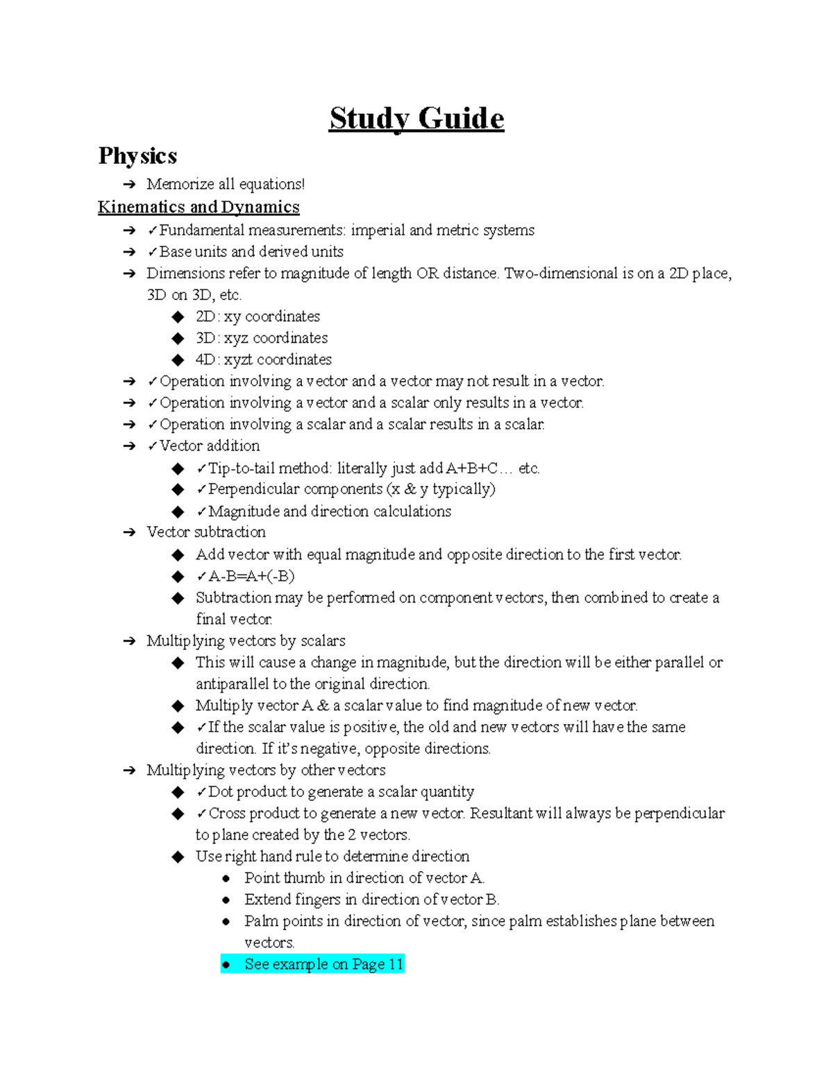 Study Guide - Physics - Study Guide Physics Memorize all equations ...