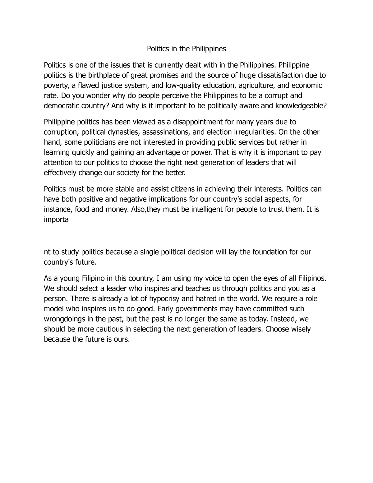 essay about politics in the philippines 2022