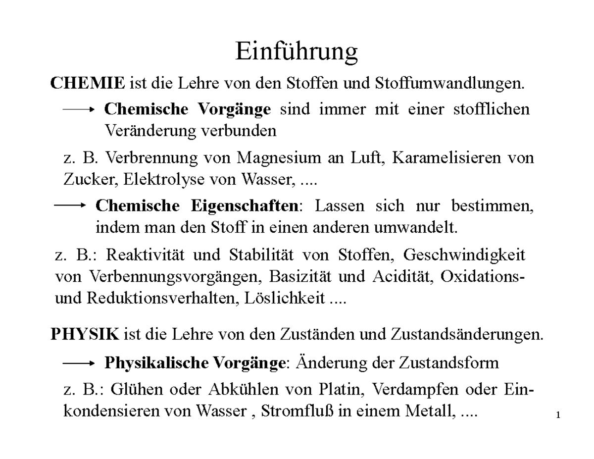 Lehre Von Den Stoffen Allgemeine Chemie 01 Aufbau Materie - CHEMIE ist die Lehre von den