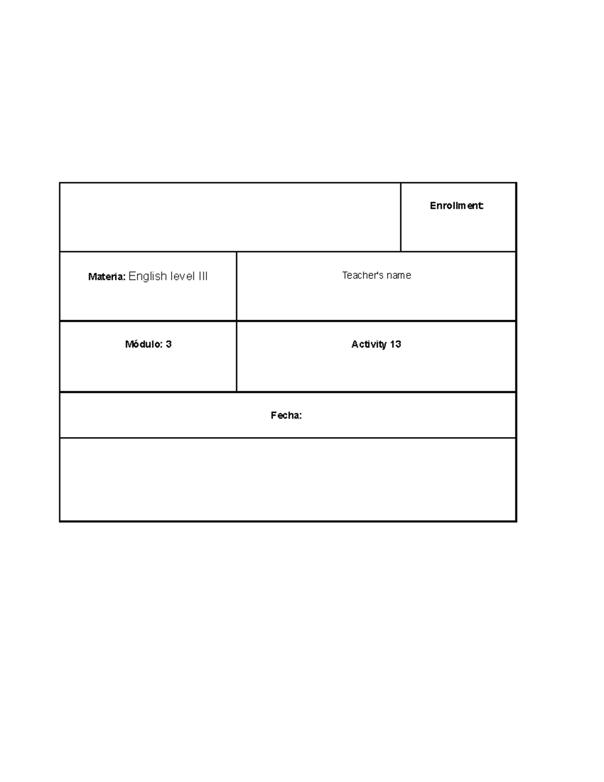 Activity 13 - Actividad numero 13 de la materia de Ingles nivel III ...