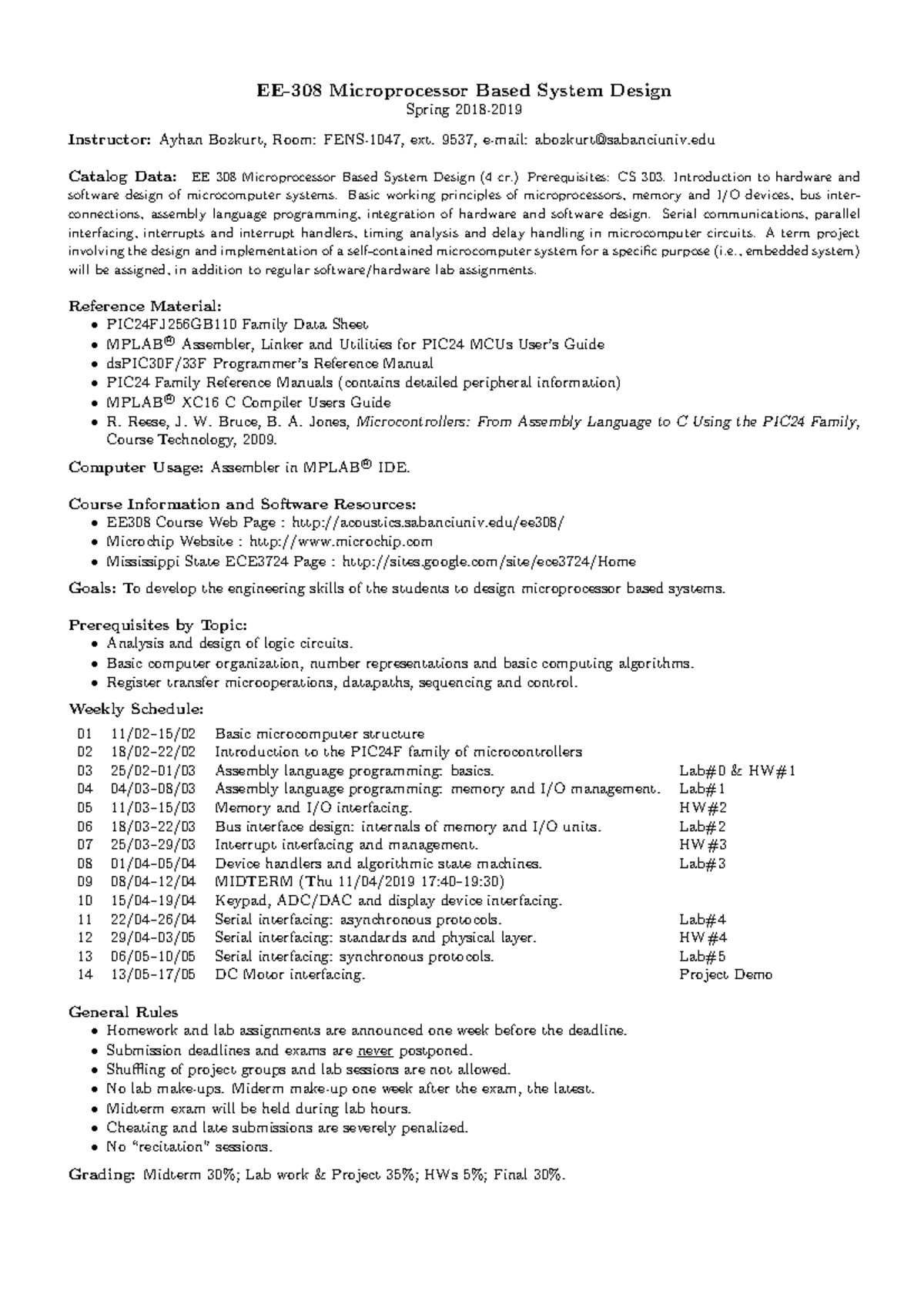 Syl - EE-308 Microprocessor Based System Design Spring 2018-2019 ...
