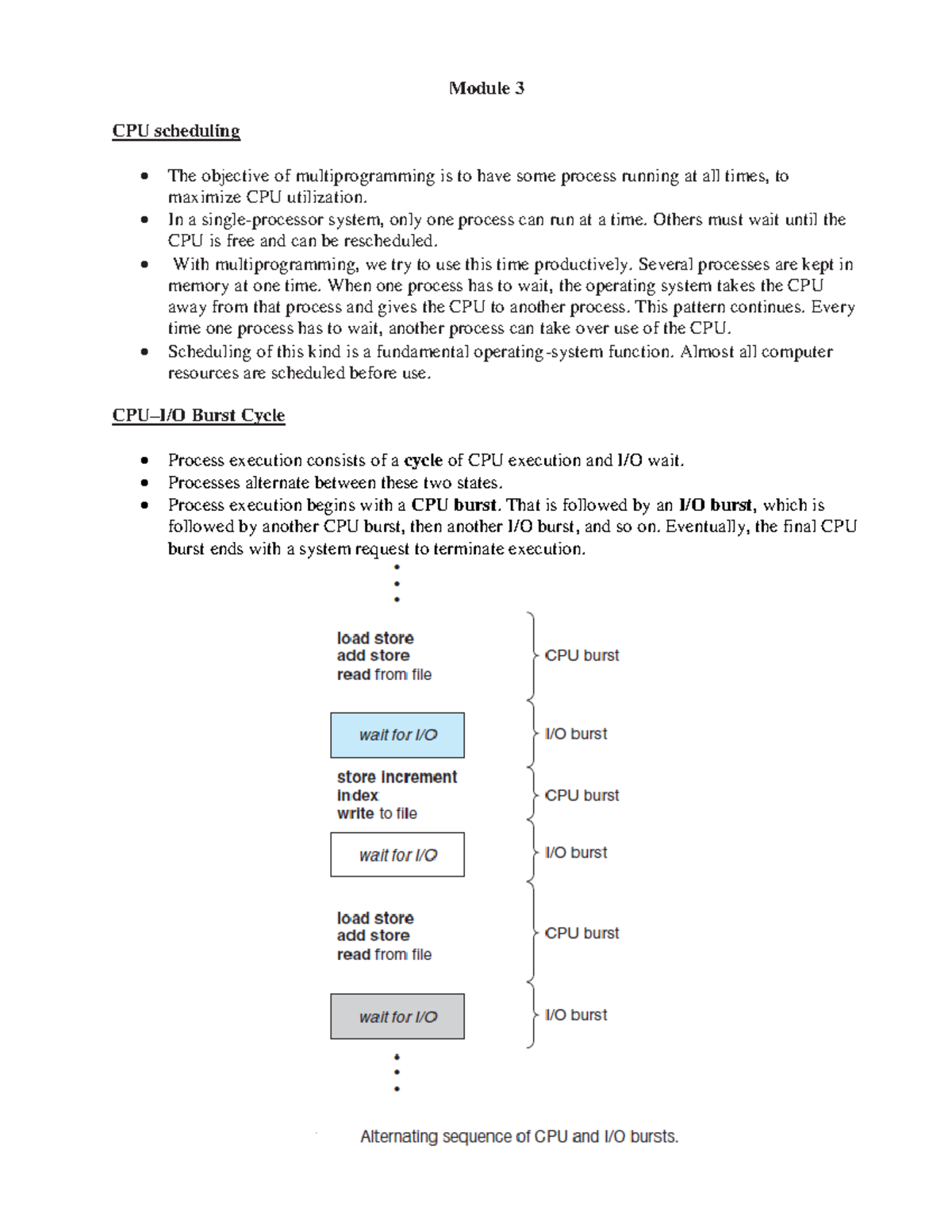 Os3rd - Notes - Module 3 CPU scheduling The objective of ...