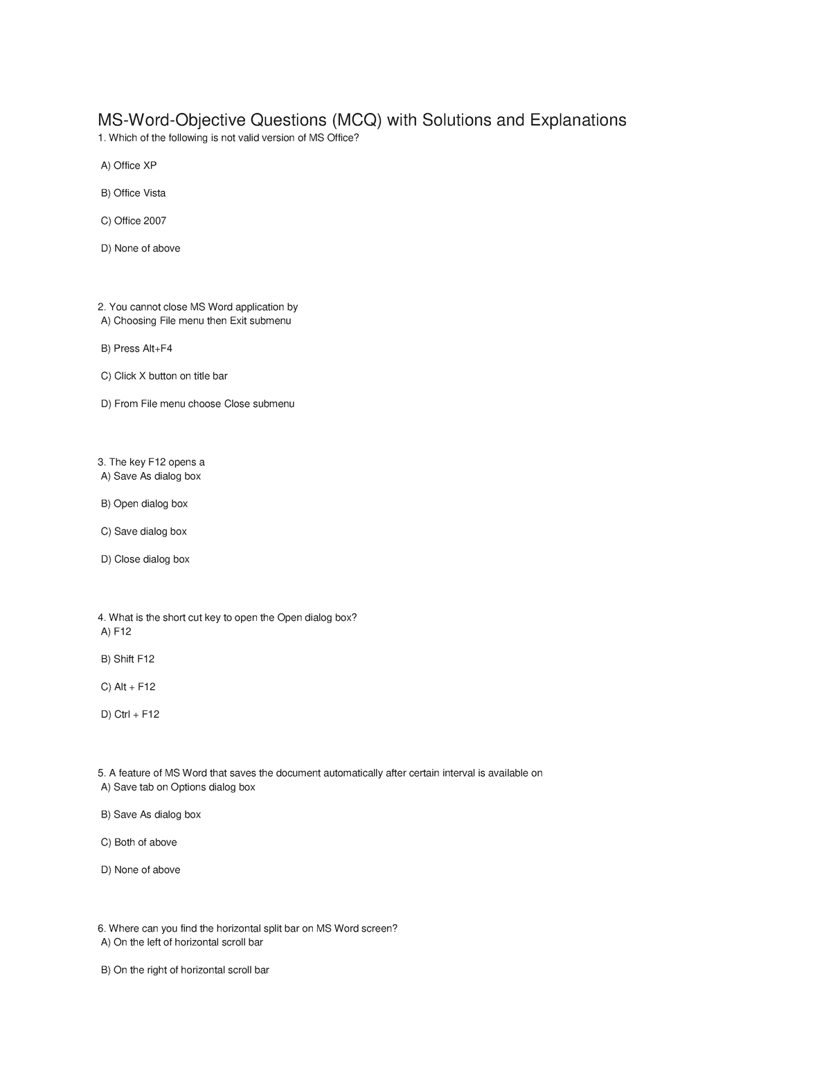 ms-word-questions-ms-word-objective-questions-mcq-with-solutions