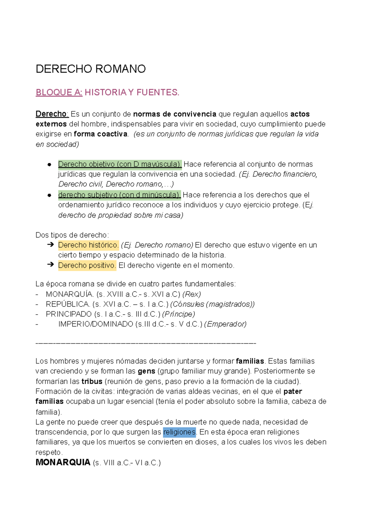 Bloque 1 Historia Y Fuentes Romano - DERECHO ROMANO BLOQUE A: HISTORIA ...