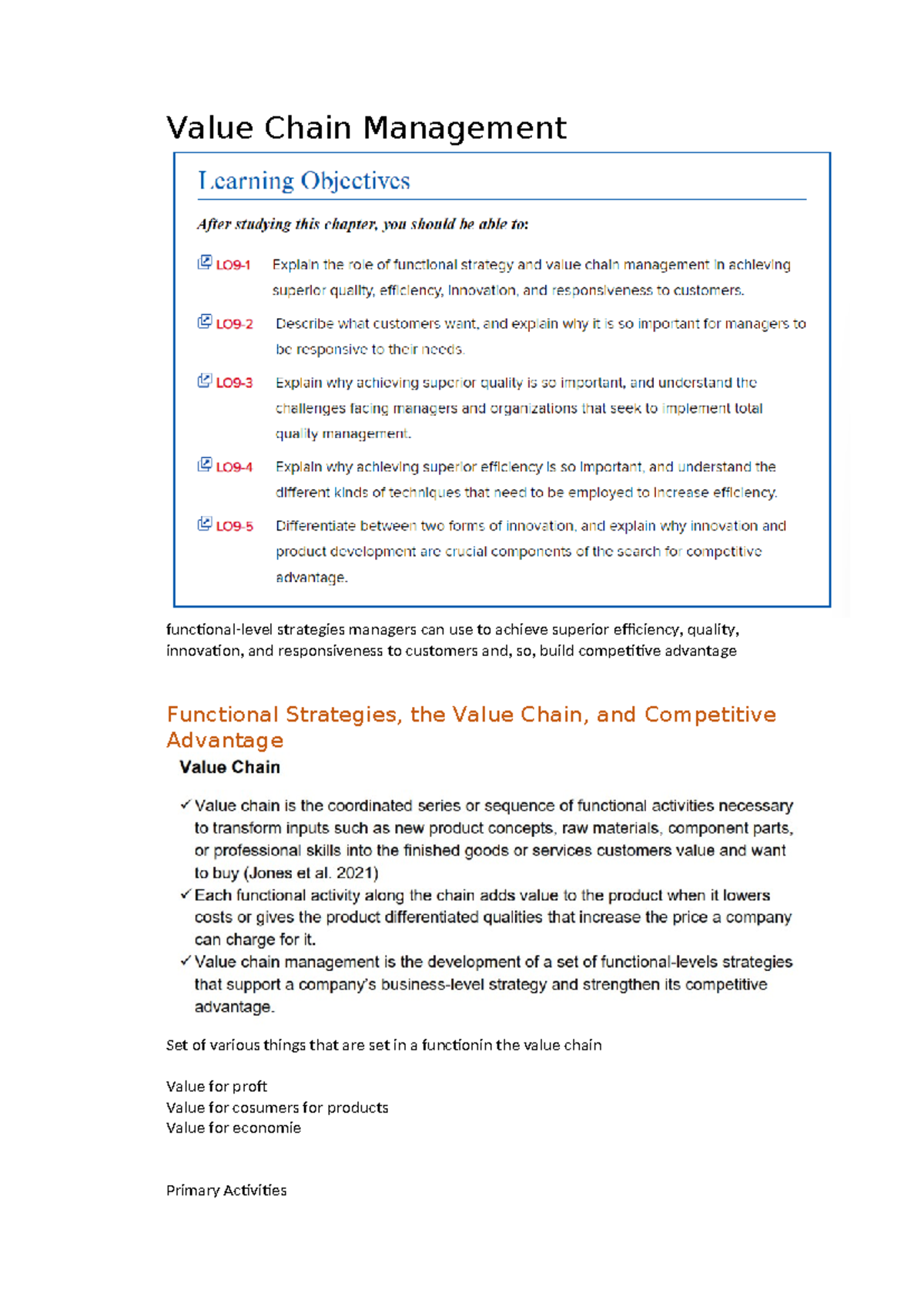 Value Chain Management - Value Chain Management functional-level ...
