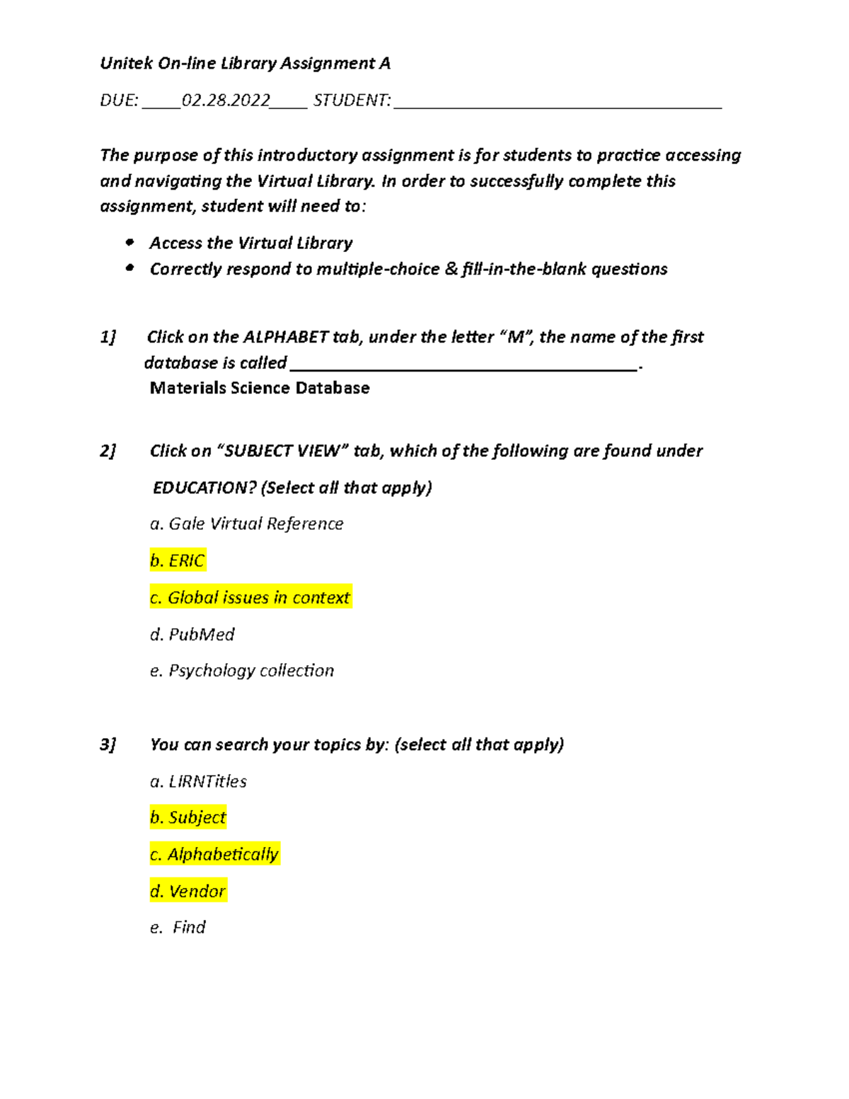 virtual library assignment quizlet