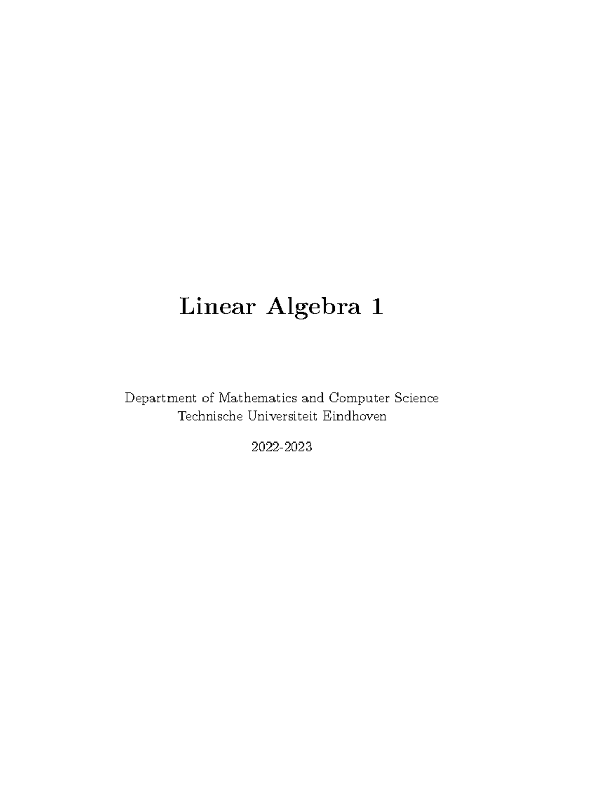 Lecture Notes Linear Algebra - Linear Algebra 1 Department Of ...