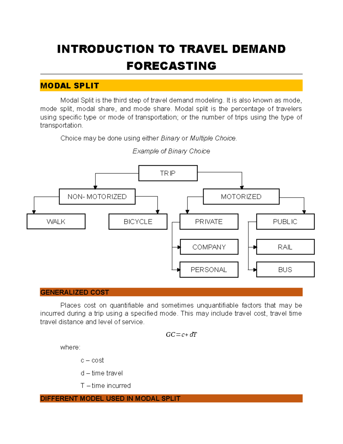 introduction to travel demand forecasting