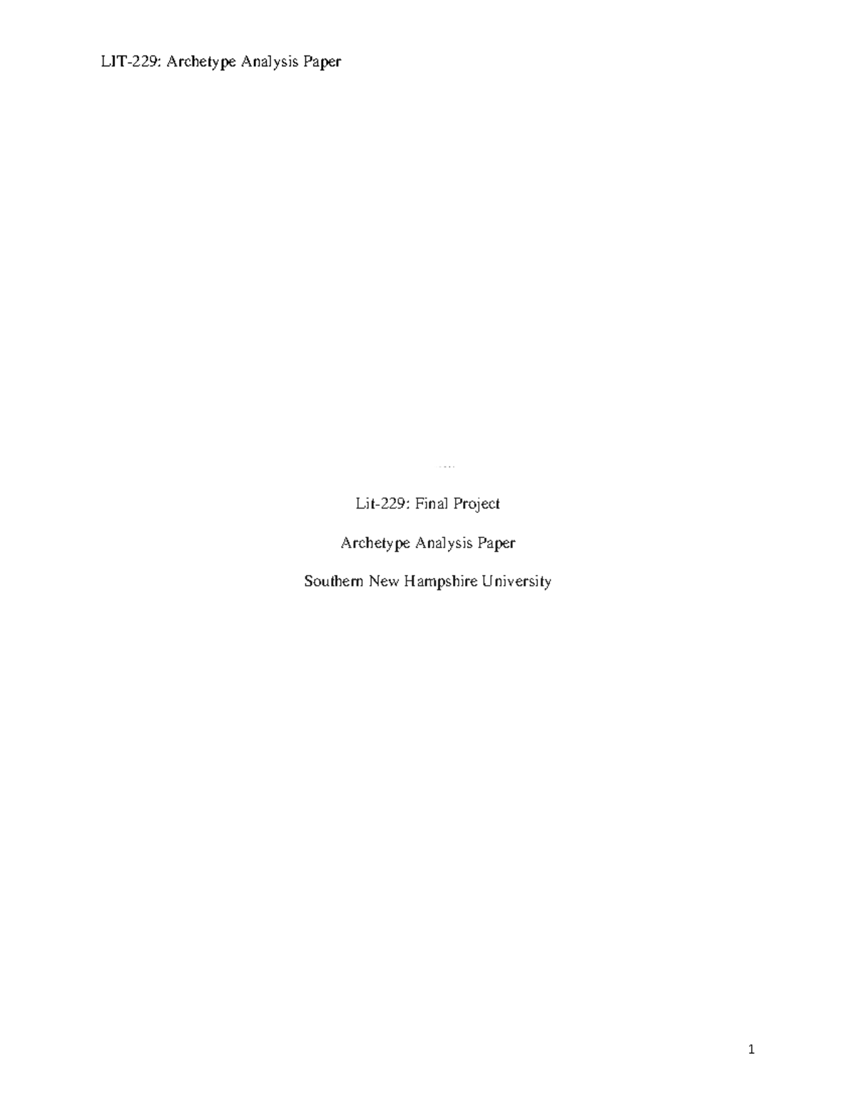 Archetype Analysis Paper Final - LIT229 - SNHU - Studocu