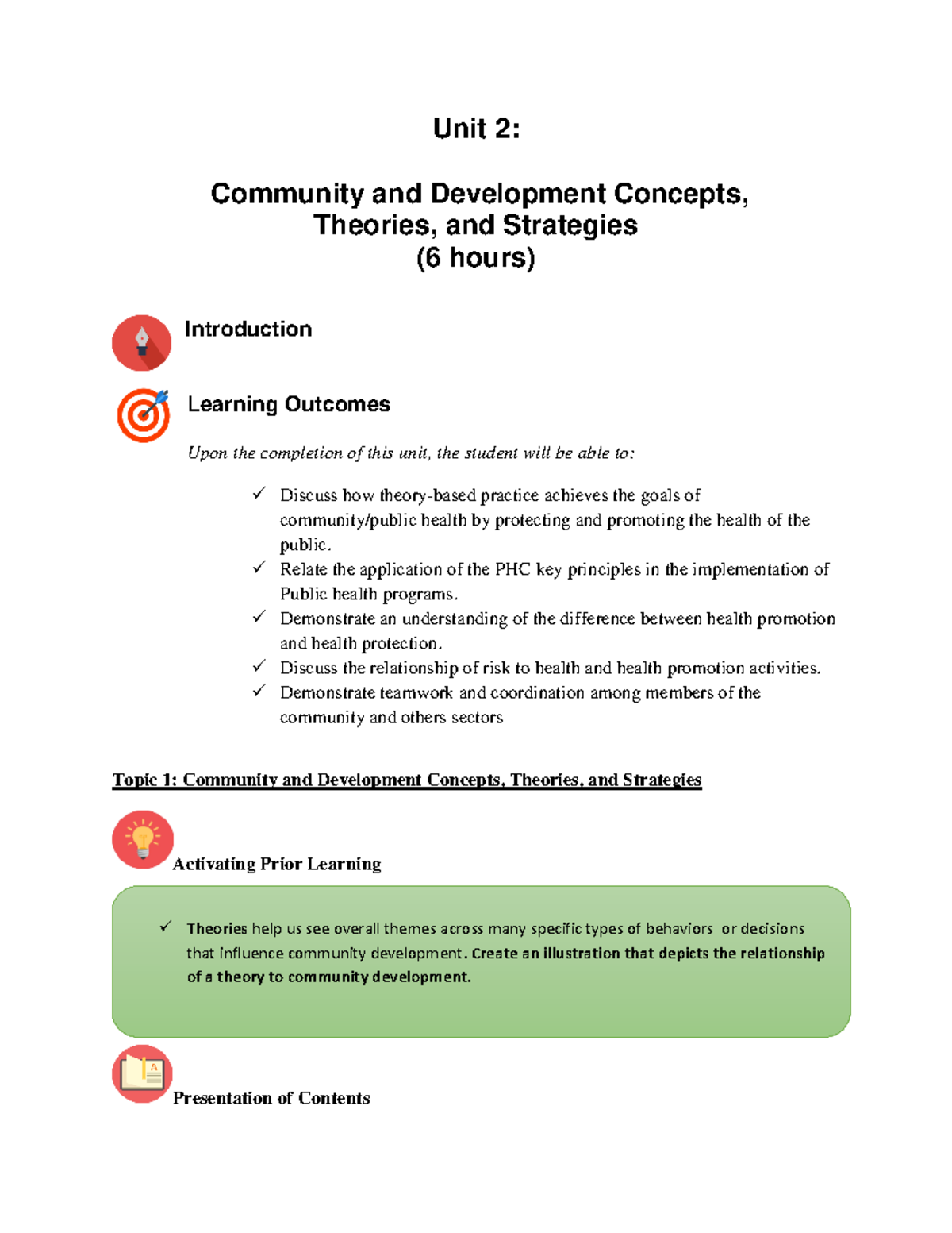 Unit 2 Community Development Concepts, Strategies - Theories help us ...