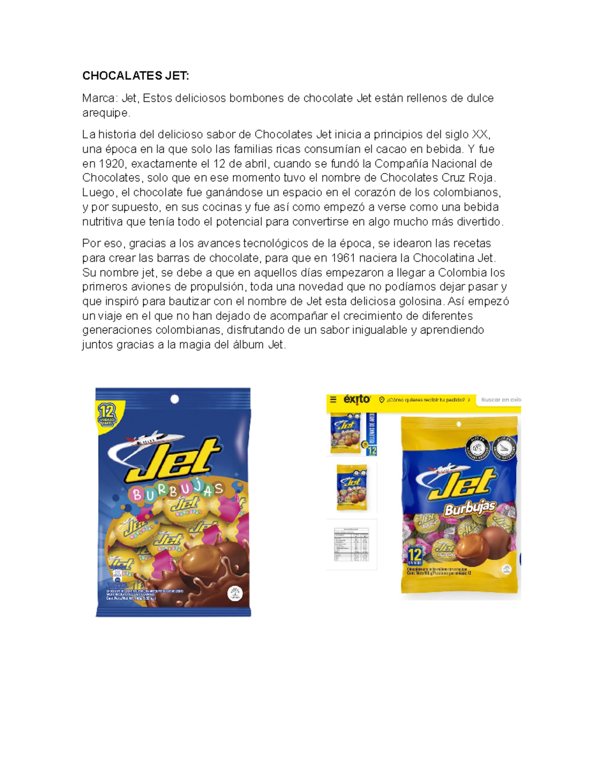 Chocolate - investigacion - CHOCALATES JET: Marca: Jet, Estos ...