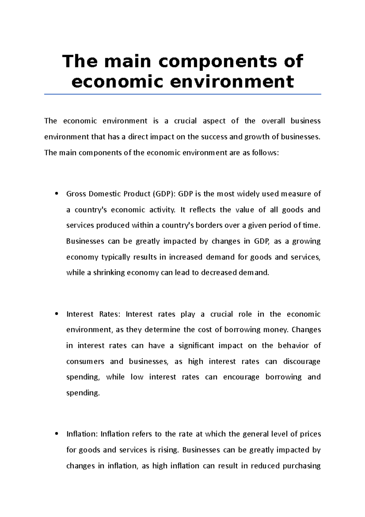 the-main-components-of-economic-environment-the-main-components-of