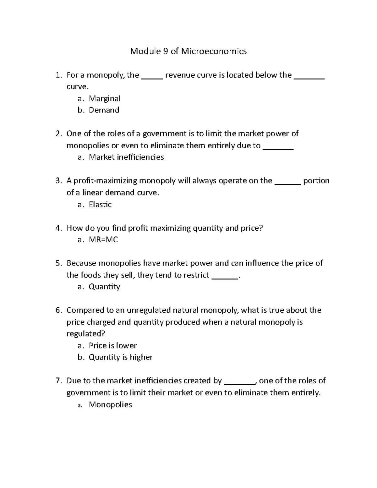 Module 9 Of Microeconomics - Module 9 Of Microeconomics For A Monopoly ...