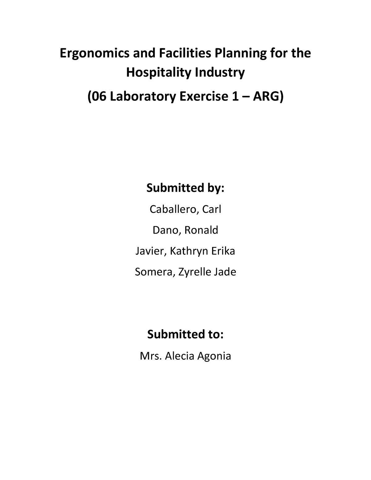 Ergonomics and Facilities Planning for the Hospitality Industr 1-1 ...