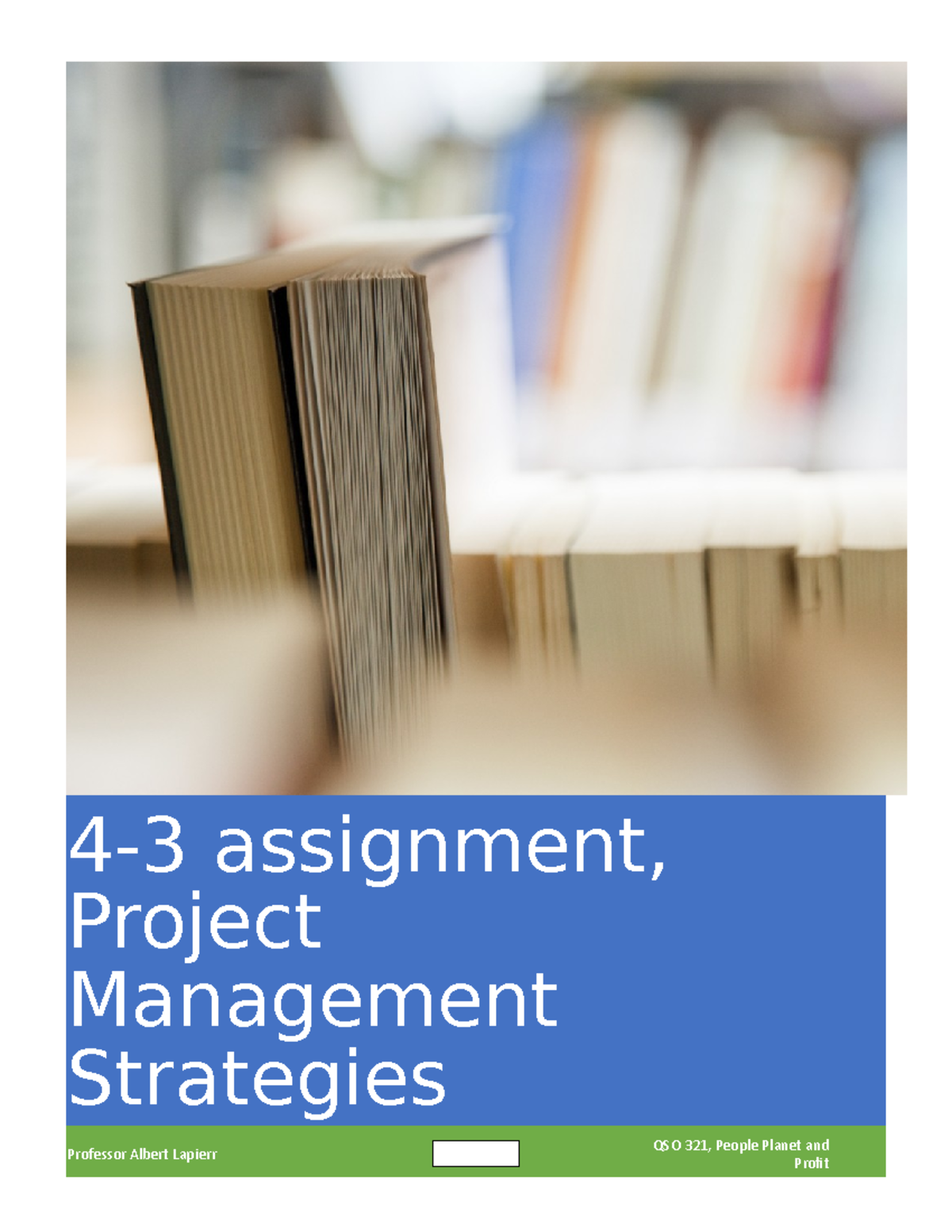 4 3 assignment project management strategies studocu