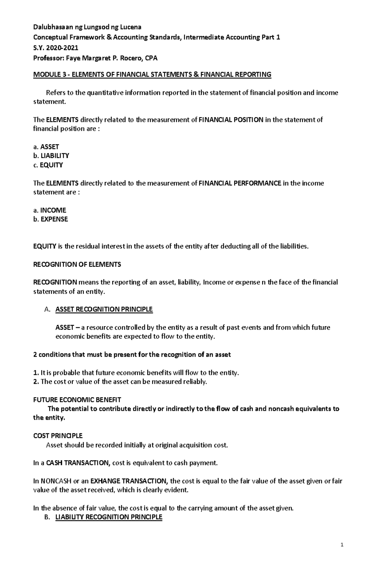 Module-3-1 - Accounting - Conceptual Framework & Accounting Standards ...