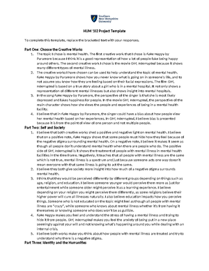 HUM 102 Module Five Project Draft - Part One: Choose the Creative Works ...