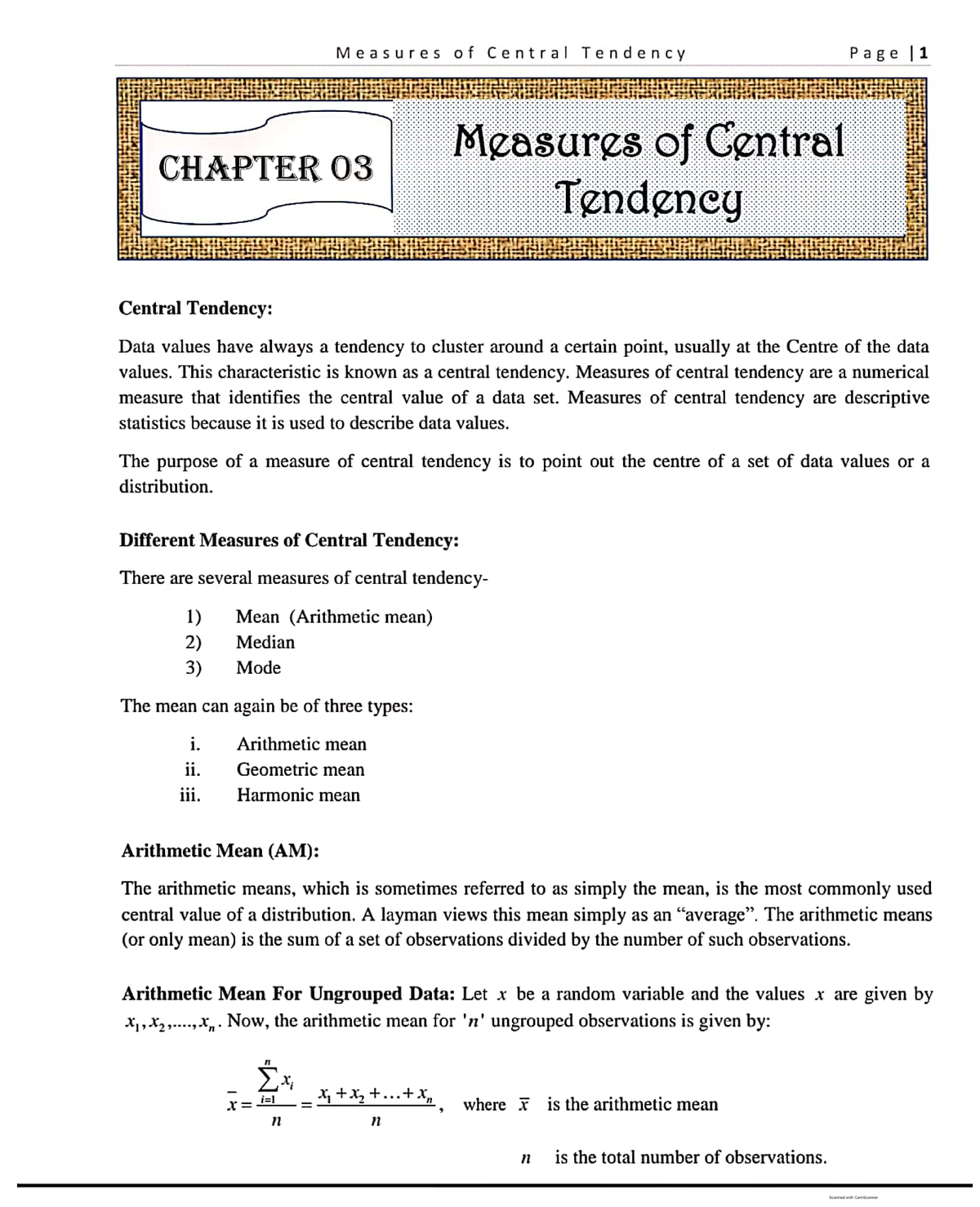 3. Measures of Central Tendency - Mathematics-II: Calculus, Complex ...