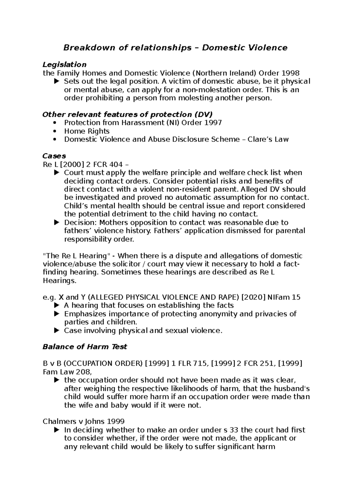 Breakdown of relationships - Domestic Violence - Breakdown of ...