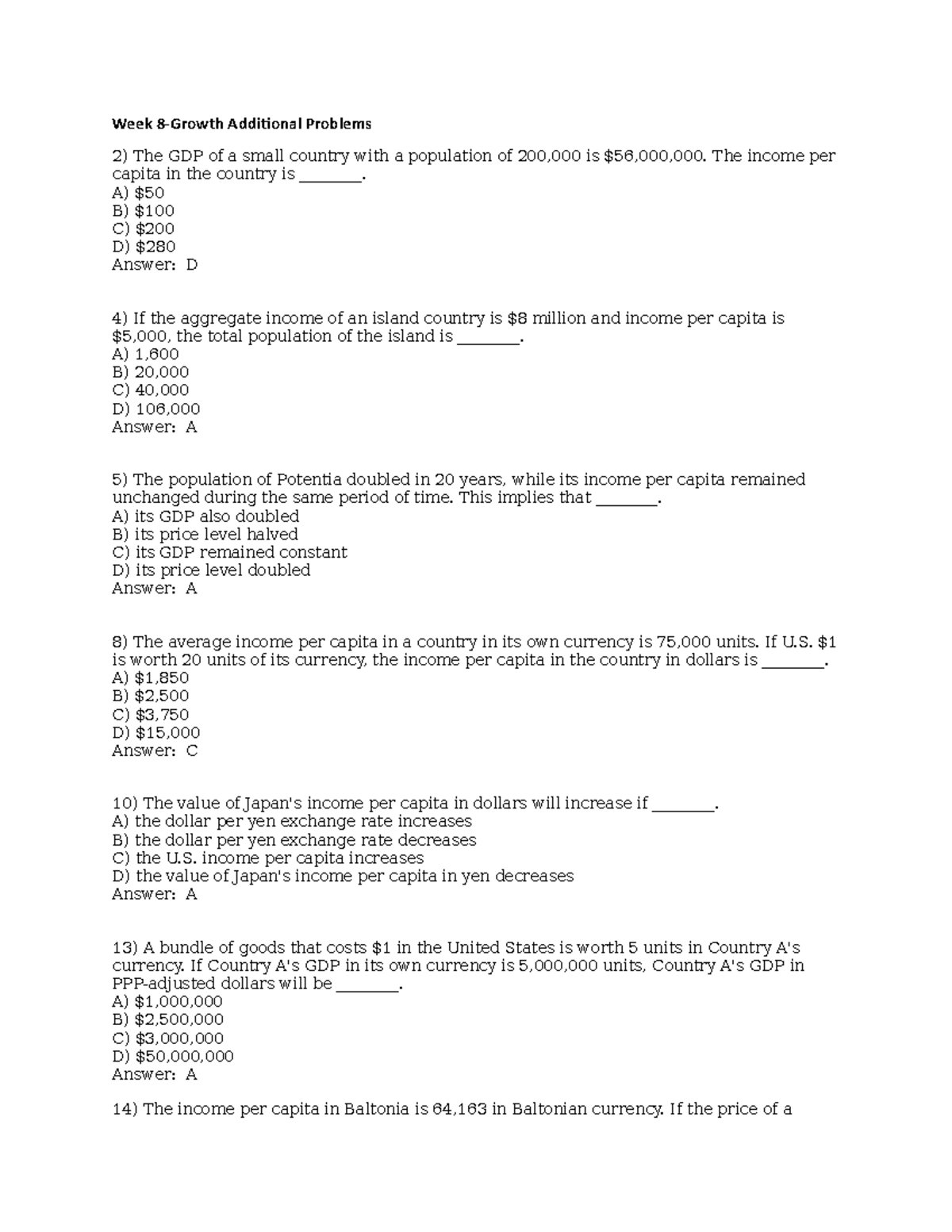 Week 8 Additional Problems Growth BANK - Week 8-Growth Additional ...