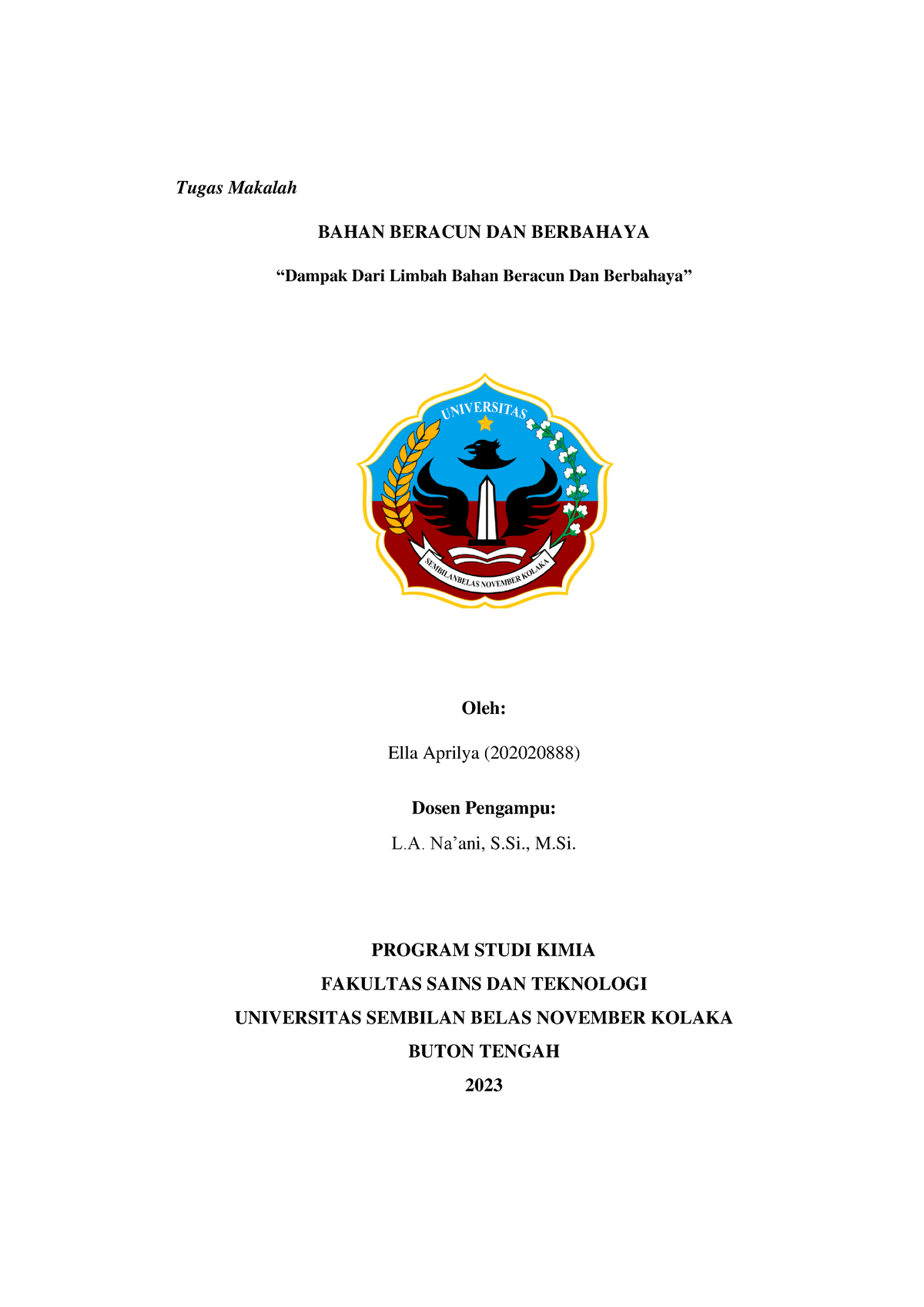 Tugas Makalah B3 Ella Aprilya - Tugas Makalah BAHAN BERACUN DAN ...