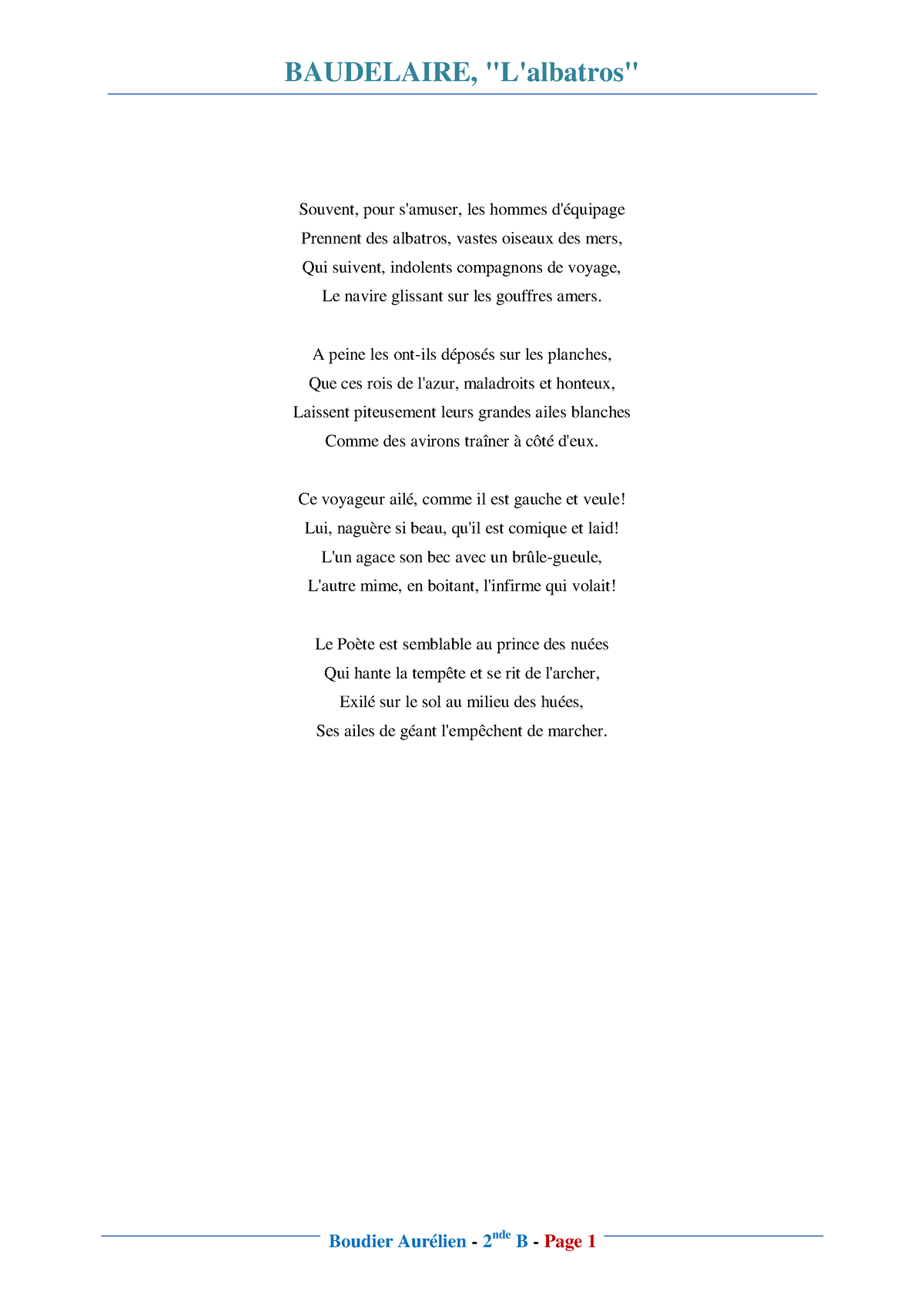 06 2nde fr Baudelaire l albatros - BAUDELAIRE, 